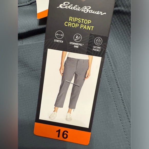 Eddie Bauer Pants - Eddie Bauer Ladies Ripstop Crop Pants Cargo Pocket GRAY